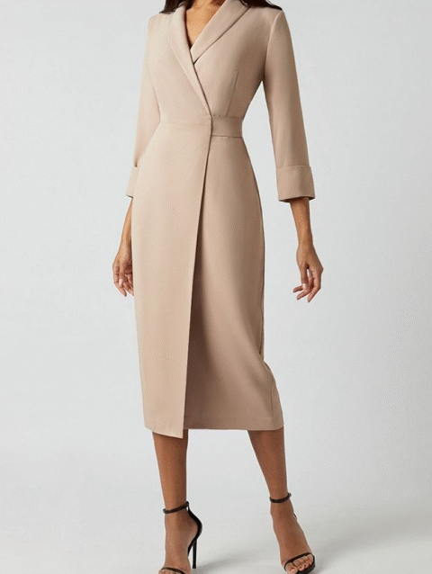 Nour – Spring Solid Color Collared Long Sleeve Dress | fashilyx