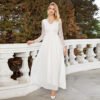 Emily – Slim White Lace V Neck Wedding Dress | FASHILYX