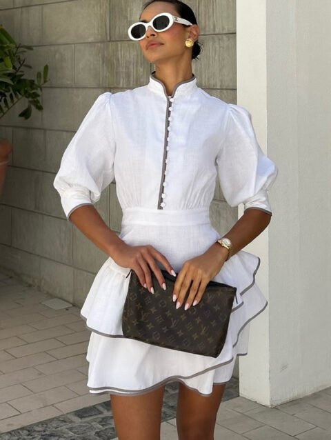 Elisa – Contrast Color Elegant Shirt Dress Women | fashilyx