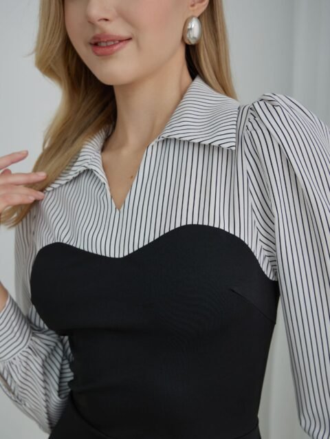 Victoria – High End Hepburn Style Black Contrast Dress | fashilyx