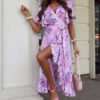 Valeria – Printed V Neck Sexy Chiffon Summer Dress