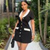 Celeste – Elegant Black White Contrast Slimming Mini Dress | fashilyx