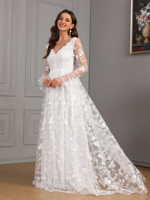 Susan – V Neck Long Sleeve Backless Dress | FASHILYX