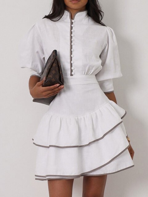 Elisa – Contrast Color Elegant Shirt Dress Women | fashilyx