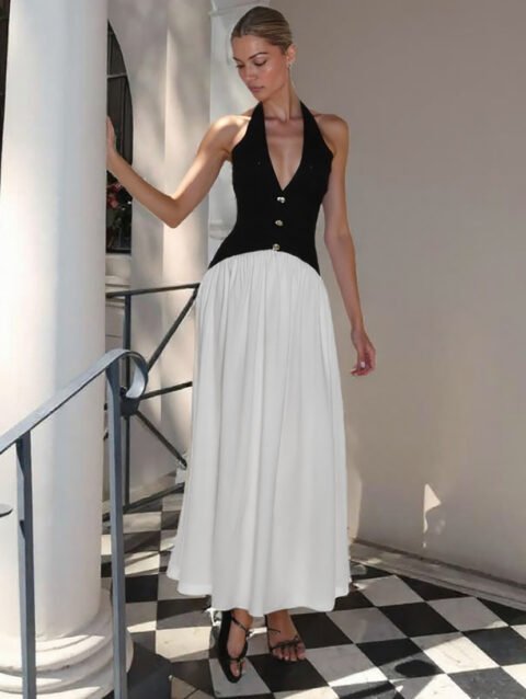 Elena – Fall French Sexy Halter Backless Dress | fashilyx