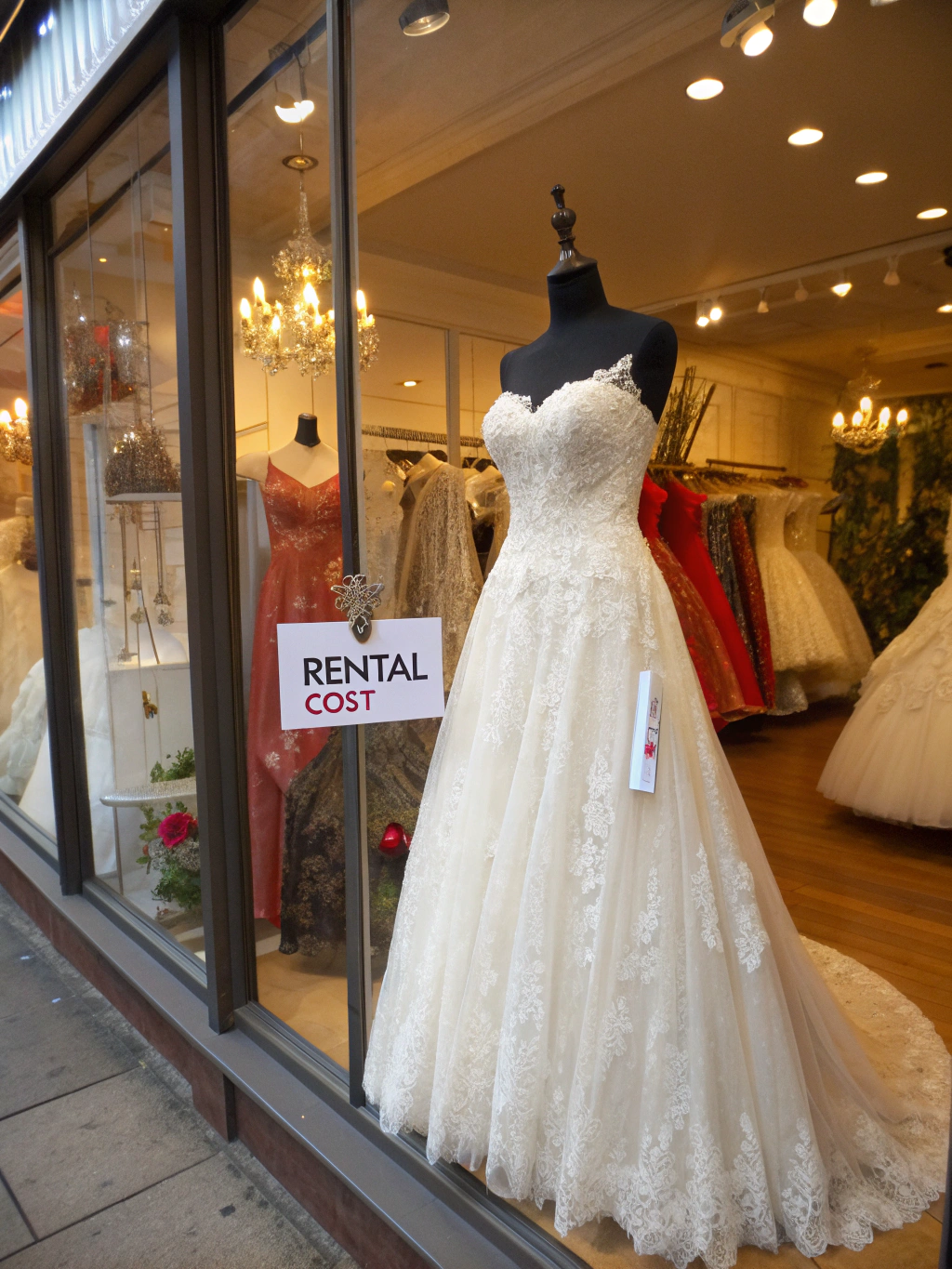 Wedding dress rental pricing guide showing different price tiers for 2024