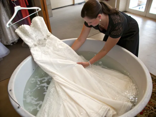 how to wash a wedding dress