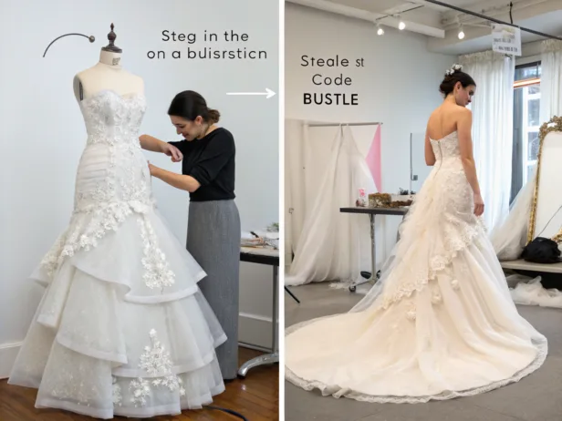 how to make a bustle on a wedding dress