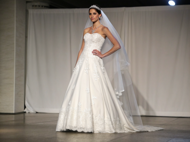 basque waist wedding dress