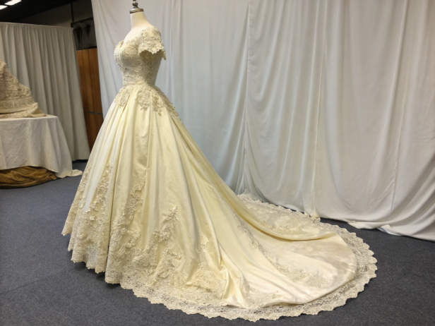 ivory color wedding gown